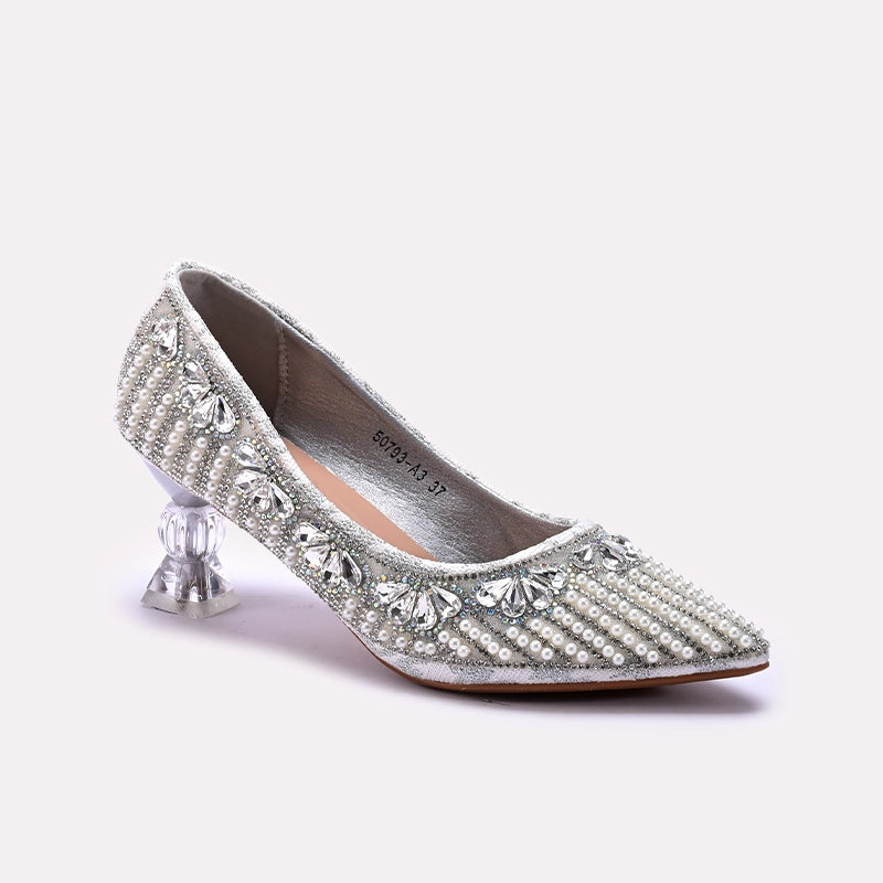 Bridal Court Shoes Silver 0450177