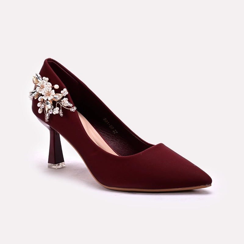 Fancy Court Shoes Maroon 0450156