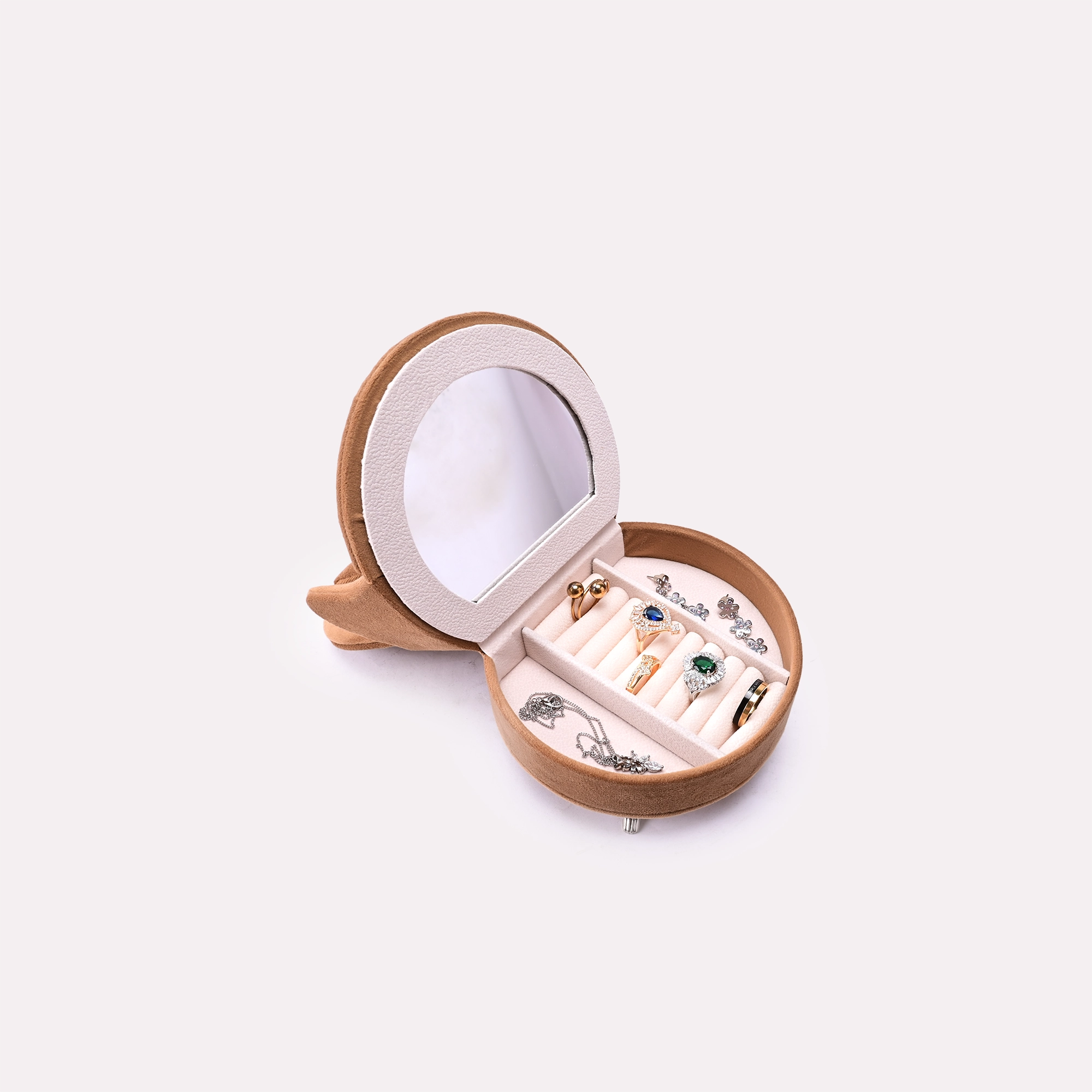 Brown Velvet Heart Chair Jewellery Box 0835241