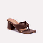 Brown Womens Block Heel Casual Slippers 0413392