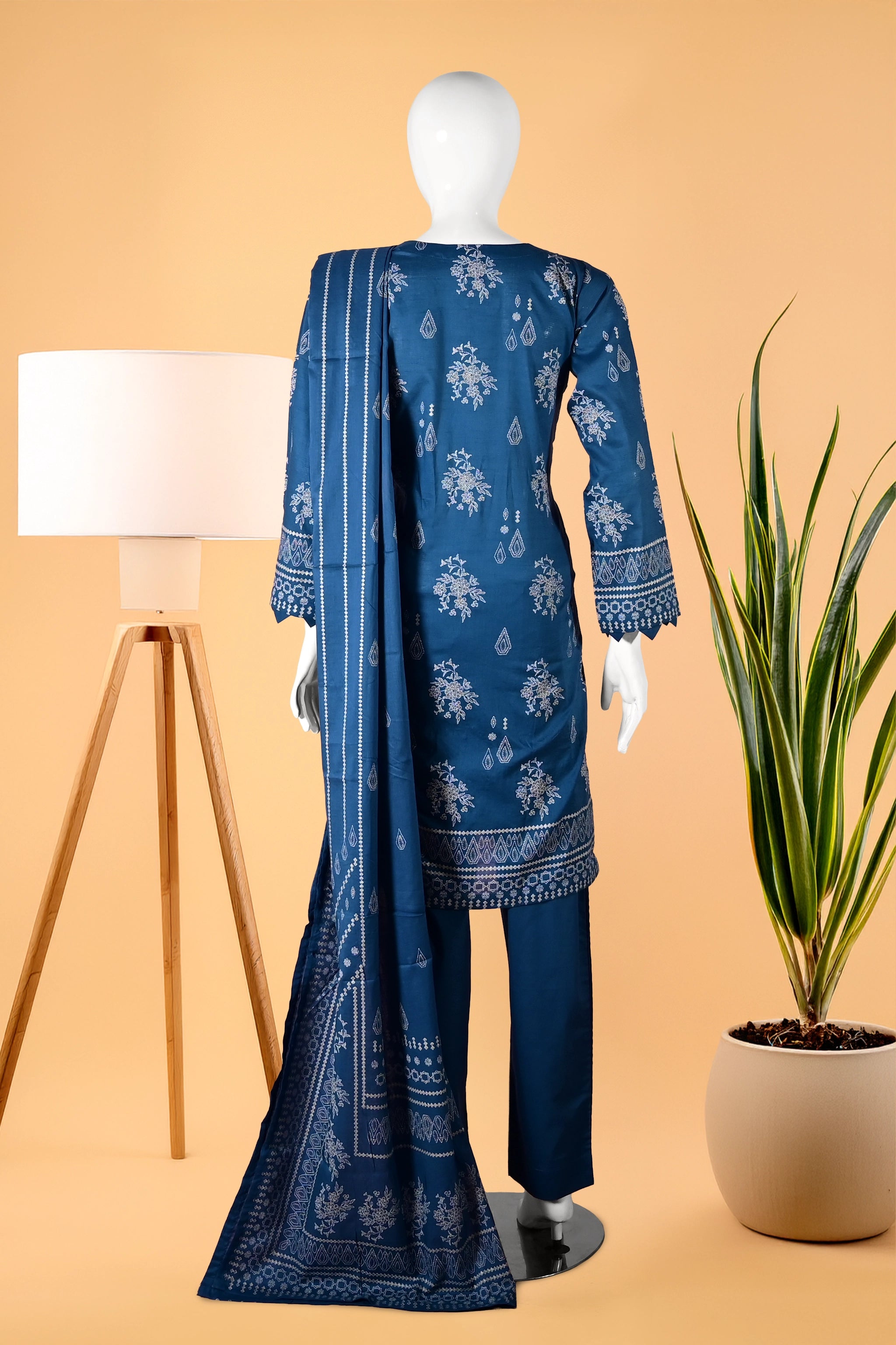 Evening Tide 3 Piece Stitched Cotton Suit  15D0144