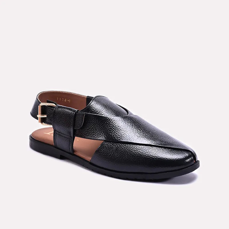 Black Classic Peshawari Chappals 0141122