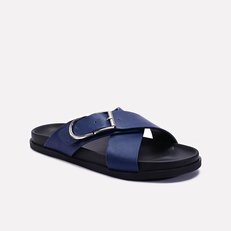 Blue Criss Cross Casual Slides 0151111