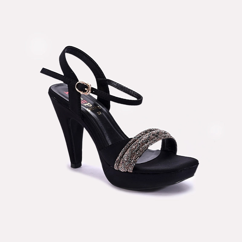 Black Pointed Heel Sandals 0421452