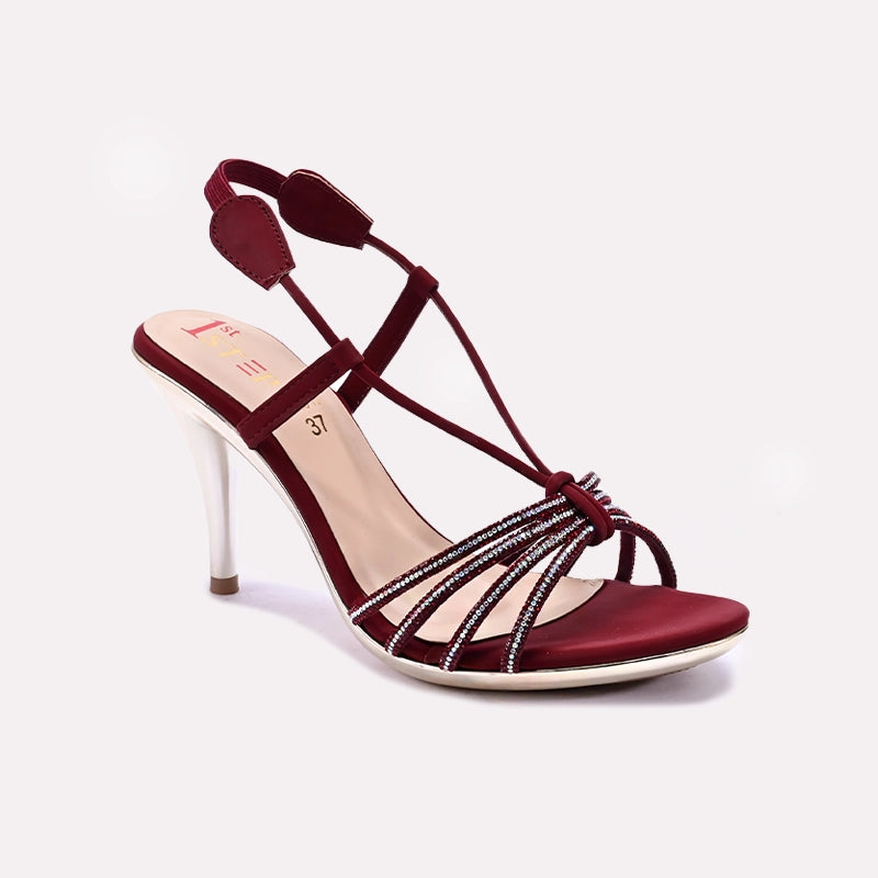 Maroon Pointed Heel Fancy Sandals 0421516
