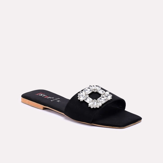 Black Fancy Flat Slippers 0412813
