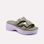 Green Criss Cross Chunky Slippers 0412941