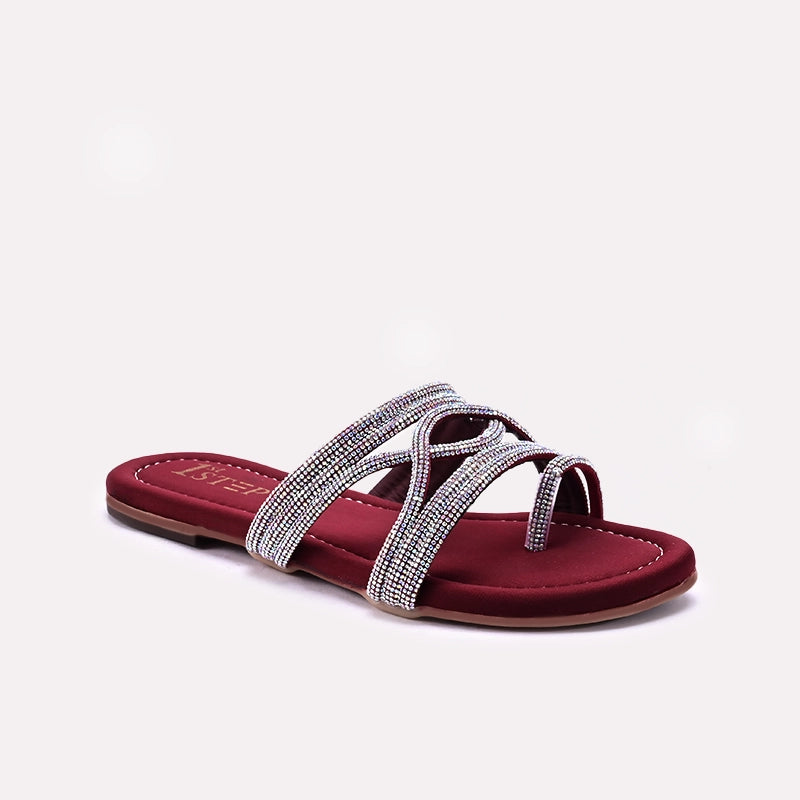 Maroon Womens Fancy Flats 0413177