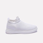 White Ankle High Slip On Sneakers 0120570