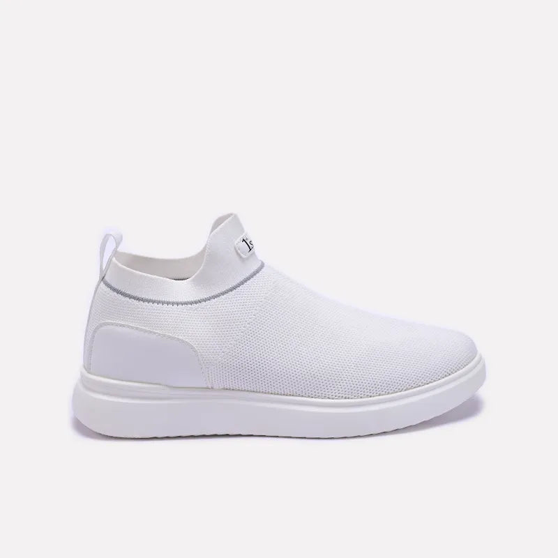 White Ankle High Slip On Sneakers 0120570