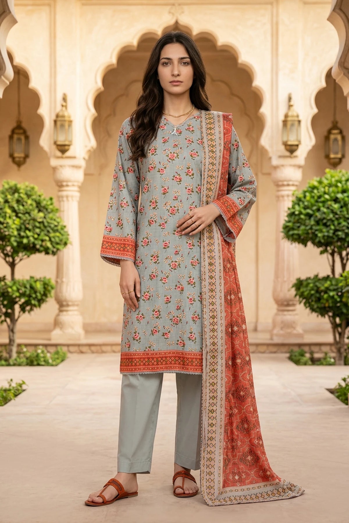 Mirelle Bloom – 3 Piece Stitched Viscose Linen Suit 1512302