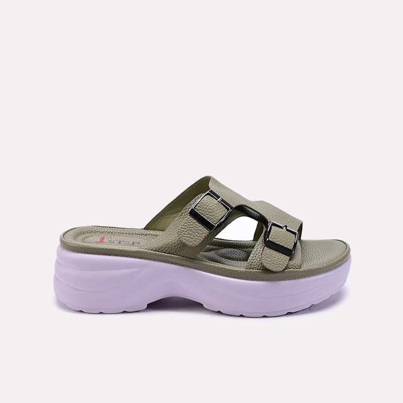 Green Criss Cross Chunky Slippers 0412941