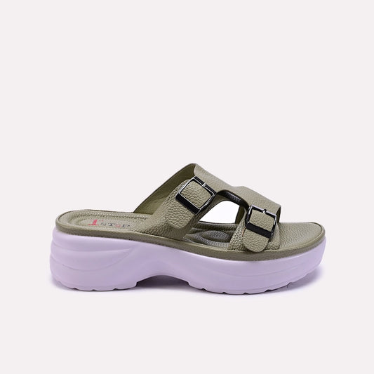 Green Criss Cross Chunky Slippers 0412941