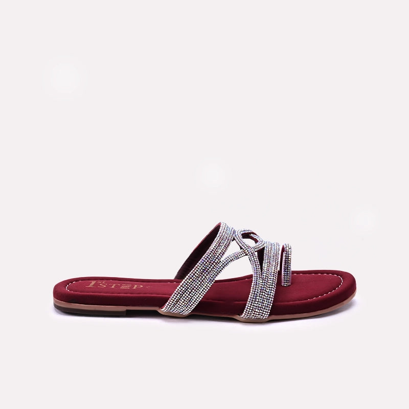 Maroon Womens Fancy Flats 0413177