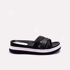 Black Womens Casual Platform Slippers 0413130