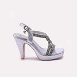 Silver Pointed Heel Sandals 0421443