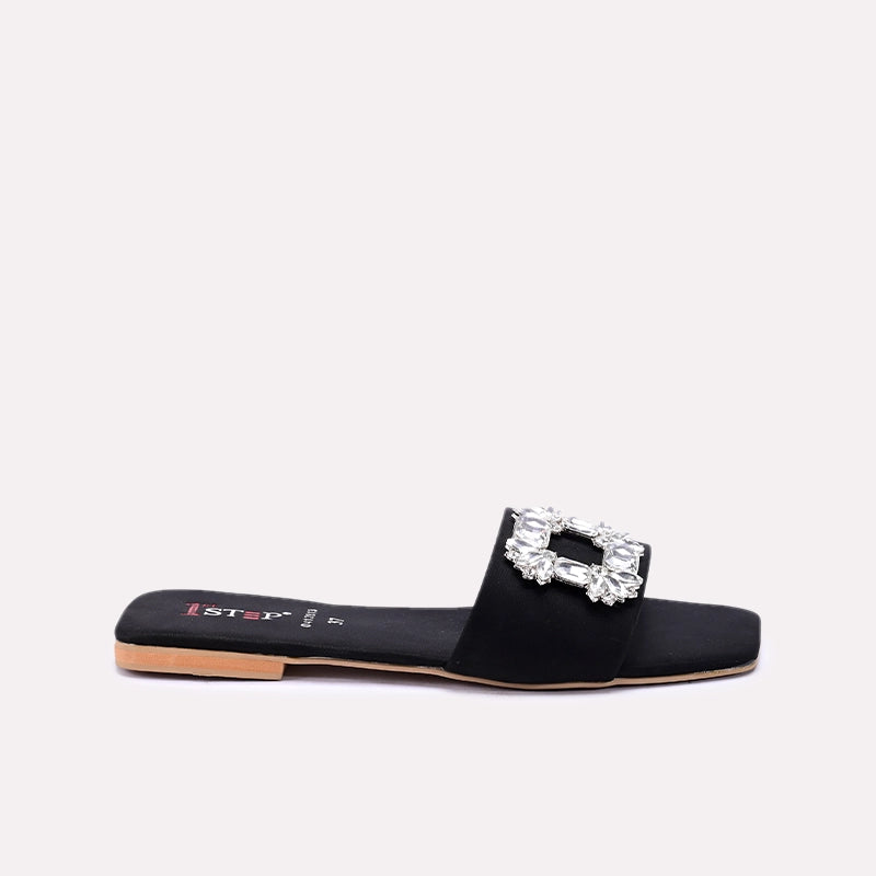 Black Fancy Flat Slippers 0412813
