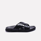 Black Comfy Criss Cross Slippers 0151079