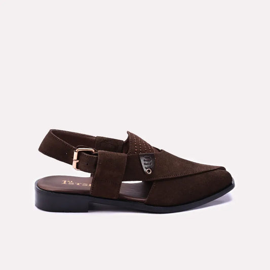 Brown Velvet Peshawari Chappals 0141154