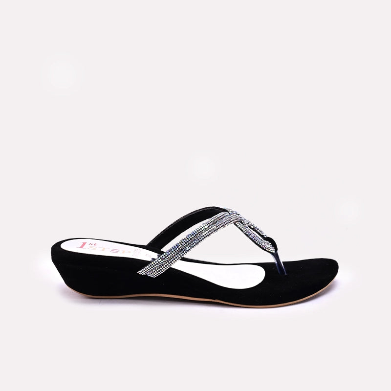 Black Womens Fancy Slippers 0413075