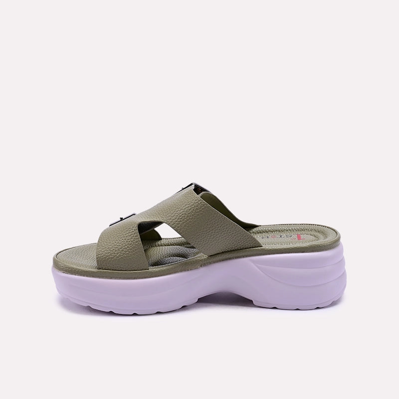 Green Criss Cross Chunky Slippers 0412941