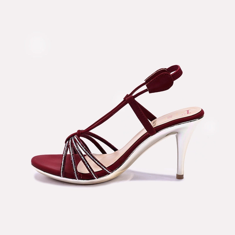 Maroon Pointed Heel Fancy Sandals 0421516