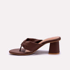 Brown Womens Block Heel Casual Slippers 0413392