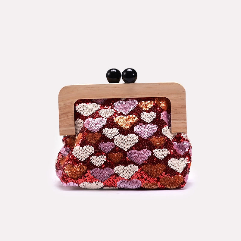 Maroon Ladies Casual Clutch 0315786