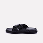 Black Comfy Criss Cross Slippers 0151079