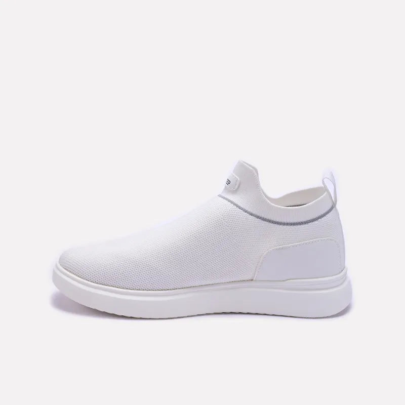 White Ankle High Slip On Sneakers 0120570
