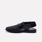 Black Textured Peshawari Chappal 0141108