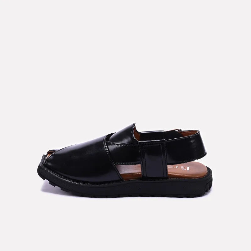 Black Peshawari Chappal for kids