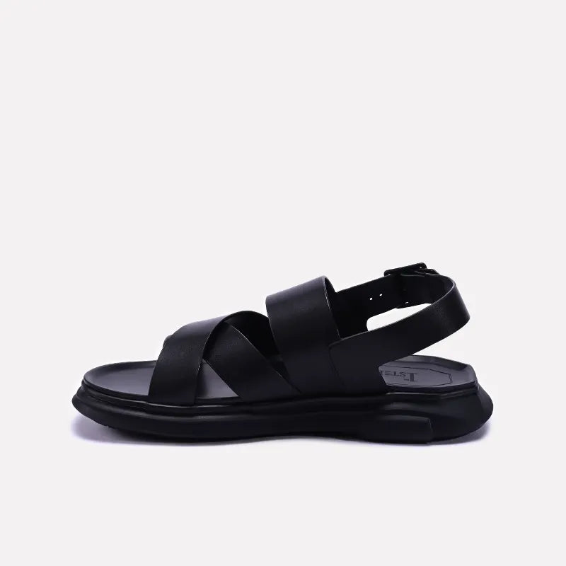 Black Comfy Leather Sandals 0141167