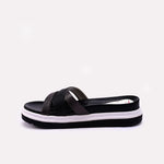 Black Womens Casual Platform Slippers 0413130