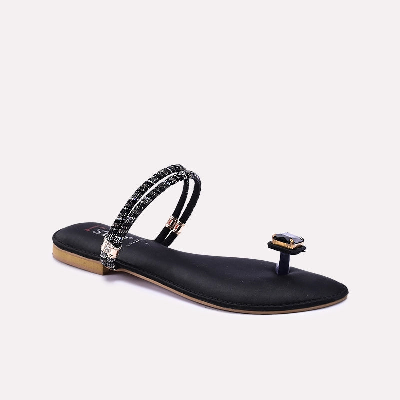 Black Fancy Flat Slippers 0412776