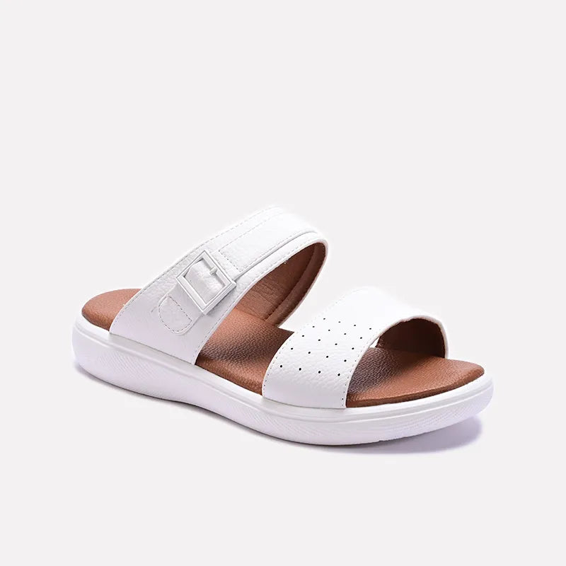 White Double Strap Casual Slippers