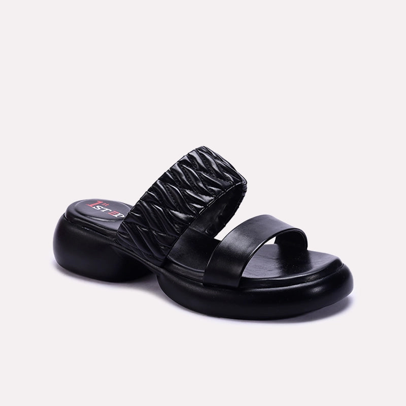 Black Chunky Casual Slippers 0412899