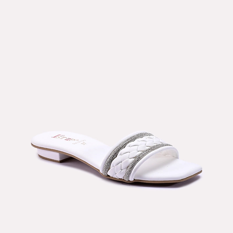 White Fancy Flat Slippers 0412838
