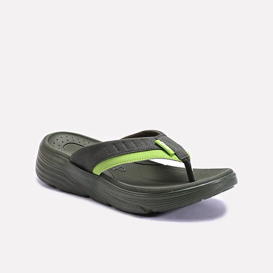 Green Plushy Sports Flip Flops