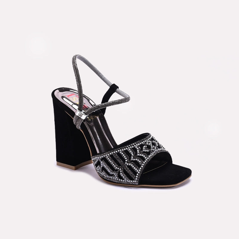 Black High Heel Fancy Sandals 0421479