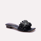Black Fancy Flat Slippers 0413171