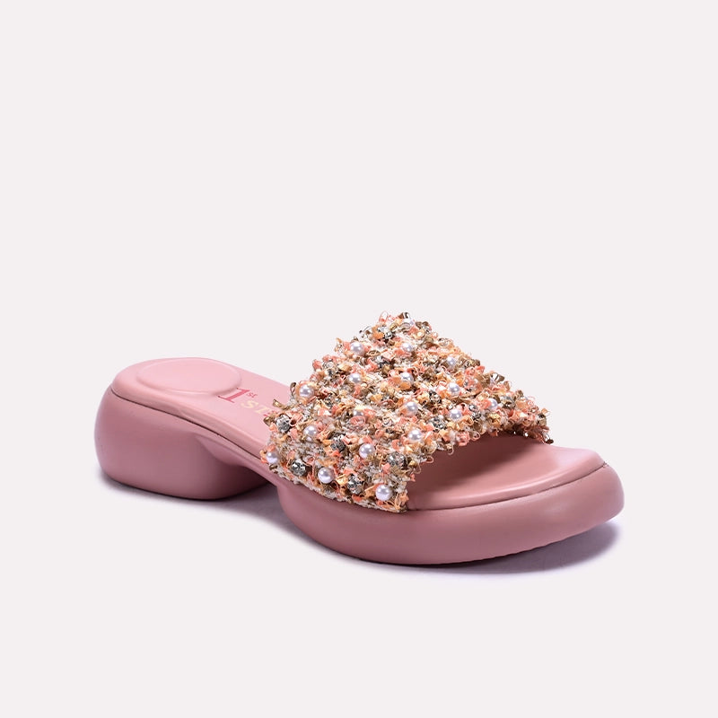 Peach Chunky Casual Slippers 0412901
