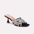 Black Pointed Heel Slippers 0412718