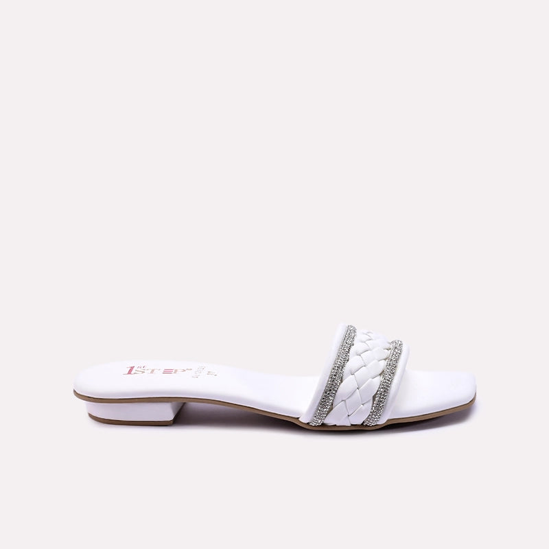 White Fancy Flat Slippers 0412838