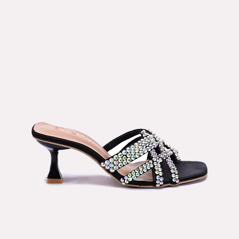 Black Pointed Heel Slippers 0412718