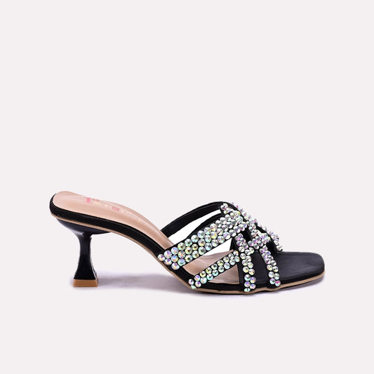 Black Pointed Heel Slippers 0412718