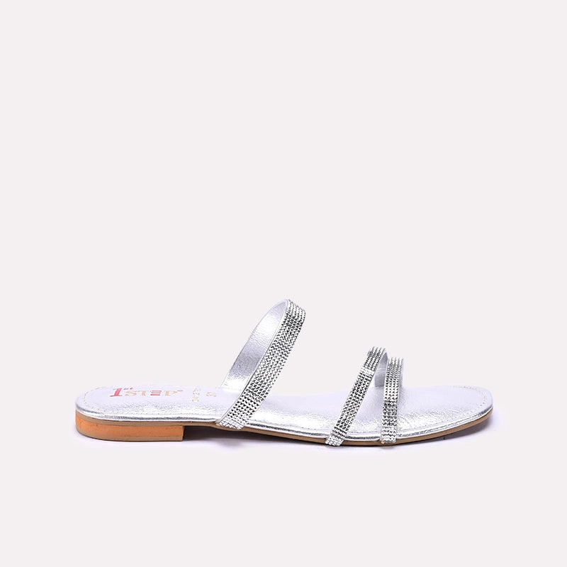 Silver Fancy Flat Slippers 0412789