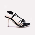 Black Pointed Heel Fancy Sandals 0421516