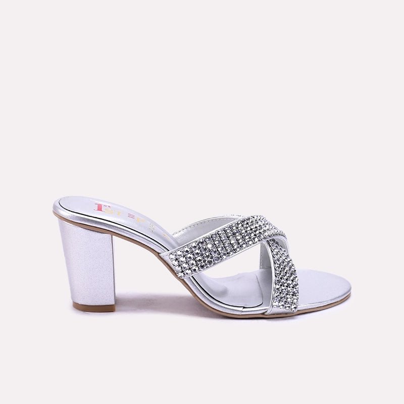 Silver Bridal Heel Slippers 0421334