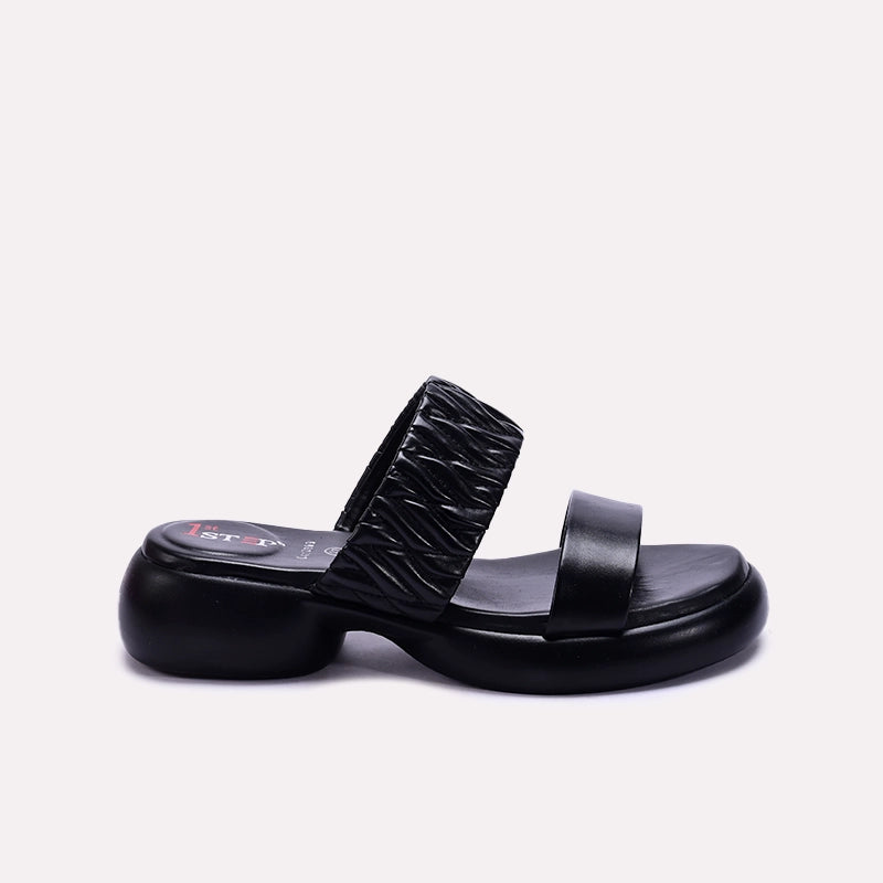 Black Chunky Casual Slippers 0412899